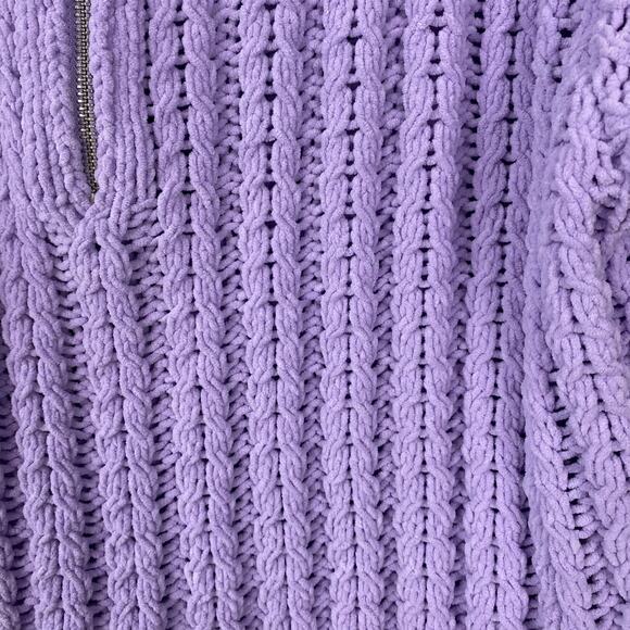 Aerie Cable Car Quarter Zip Sweater Lilac Purple Soft Chenille Oversize Size M - Picture 5 of 11